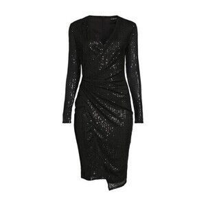Area Stars Asymmetrical Sequin Dress Black Women's Womens Size Small‎